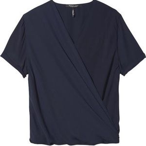 Scotch & Soda Short Wrap Front Blouse in Navy